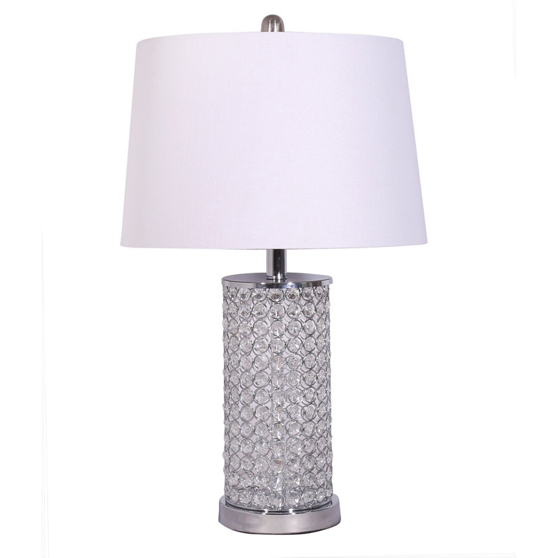 House of Hampton® Helmick 25" Silver/Clear Bedside Table Lamp Set